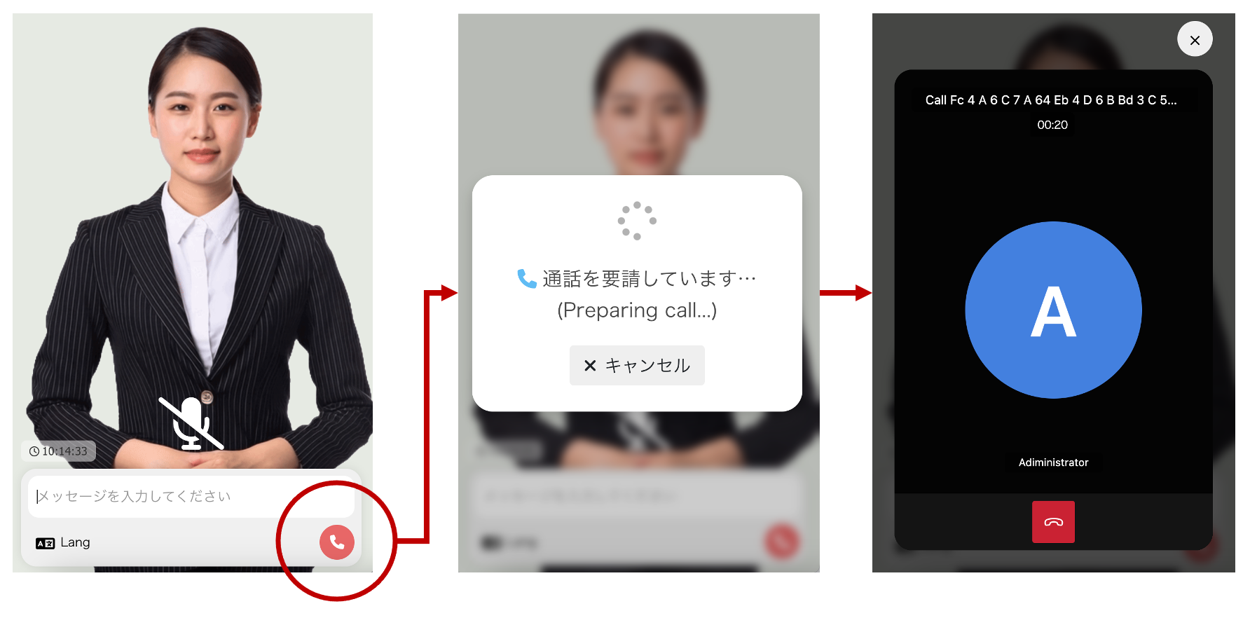 音声通話リクエスト画面